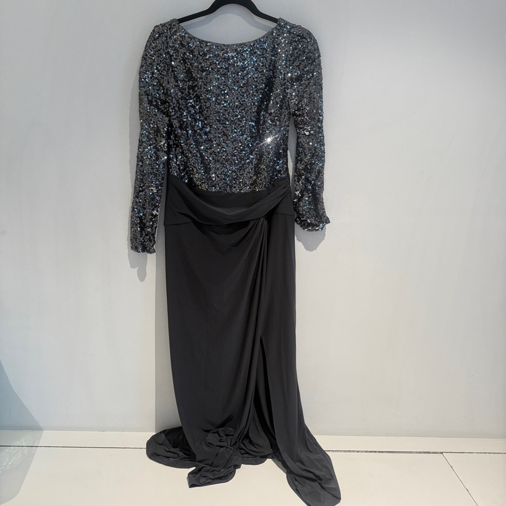 Ralph Lauren Gray sequence formal evening gown Size 14